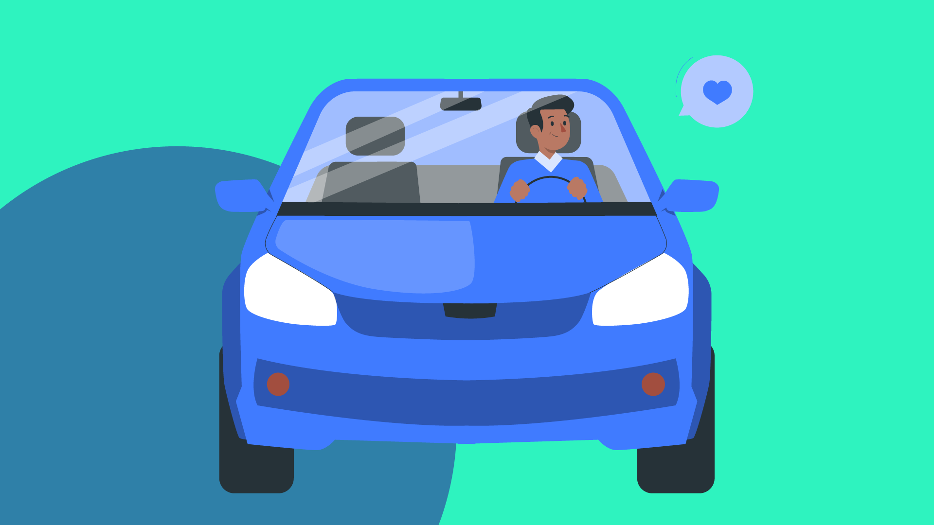 A cartoon of a man happily driving as a side hustle